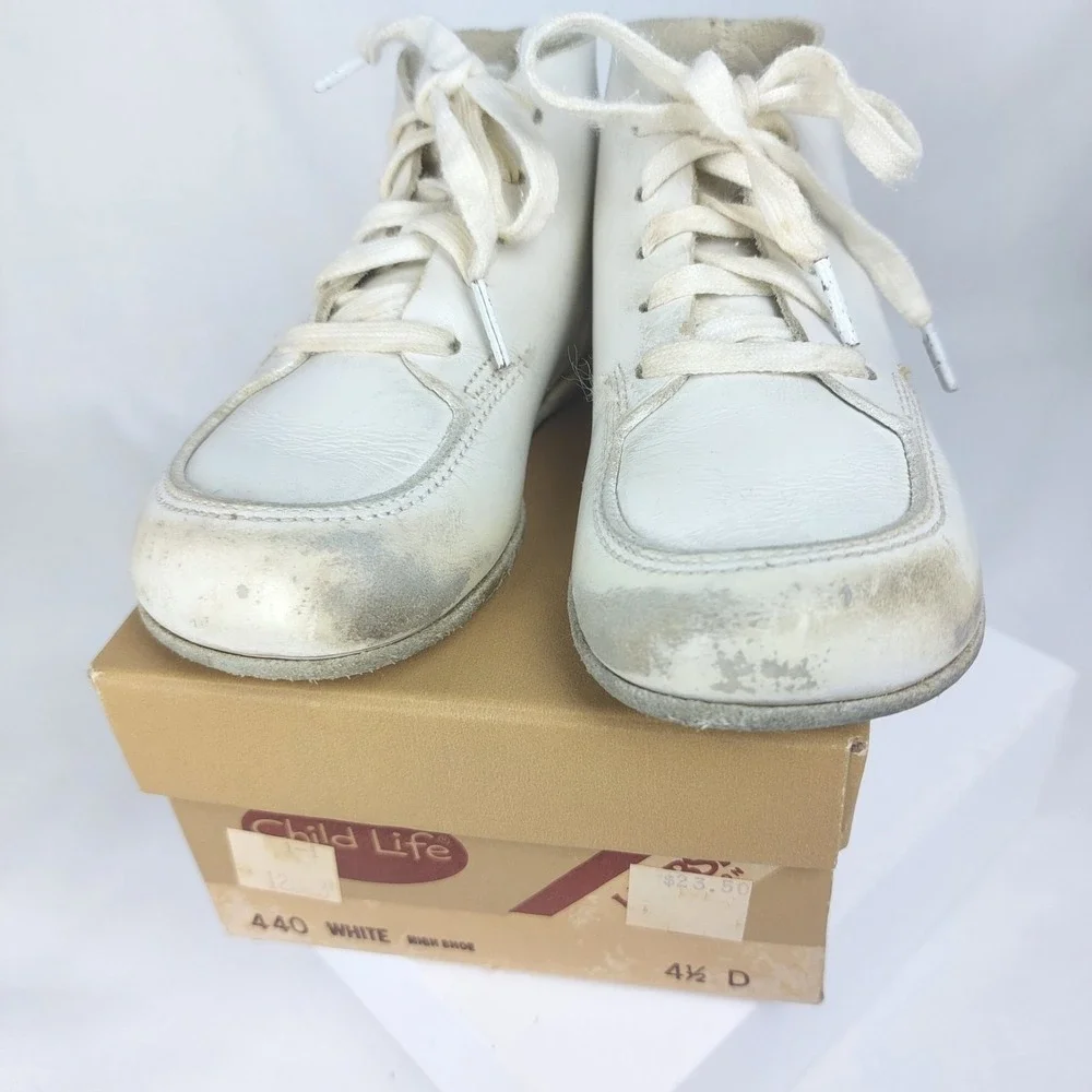 Vintage Child‎ Life Baby Shoes High Boot White Leather Walking  Size 3.5 D 440